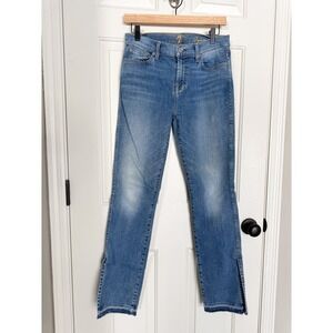 7 For All Mankind Dylan Split Raw Hem Straight Leg Jeans 28 Cotton Stretch